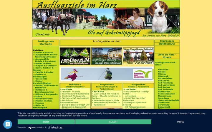 Screenshot of ausflugsziele-harz.de