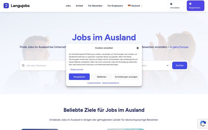 Screenshot of auslandjobs.de