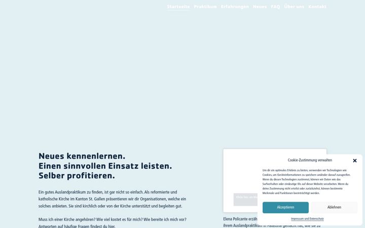 Screenshot of auslandpraktikum.ch