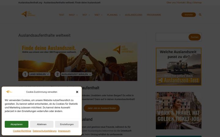 Screenshot of auslandsaufenthalt.org