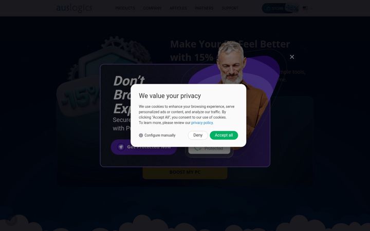 Screenshot of auslogics.com