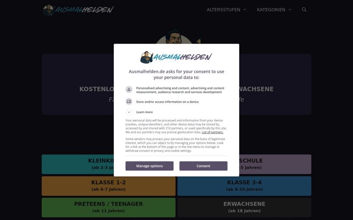 Screenshot of ausmalhelden.de