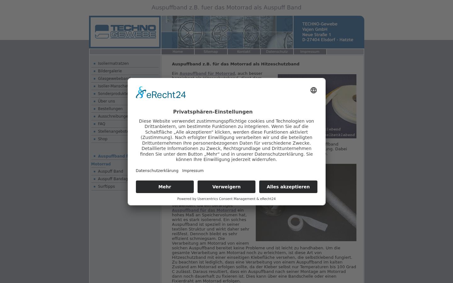 Screenshot des Einwilligungsbanners vor jeglicher Interaktion