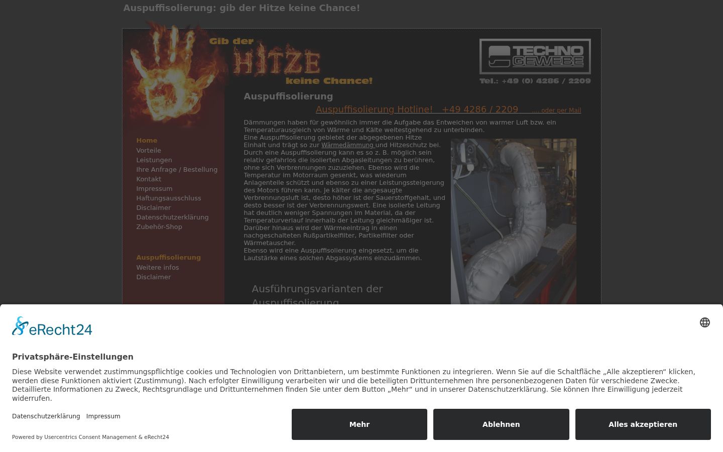 Screenshot des Einwilligungsbanners vor jeglicher Interaktion