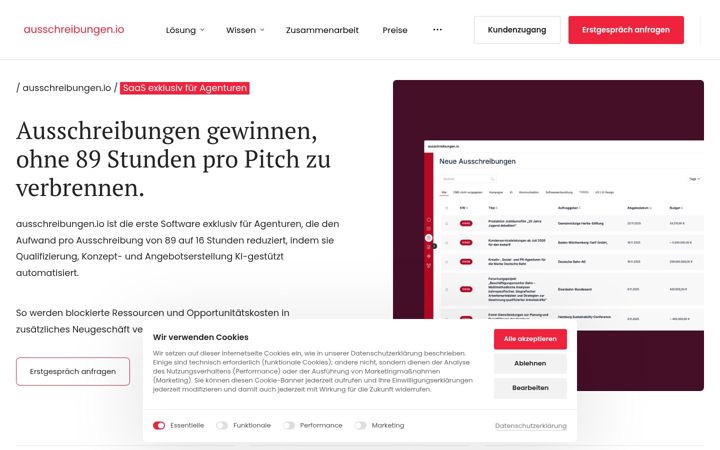 Screenshot of ausschreibungen.io