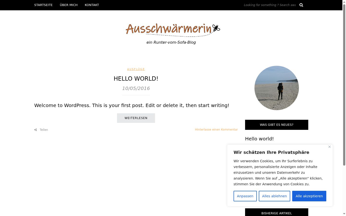 Screenshot des Einwilligungsbanners vor jeglicher Interaktion