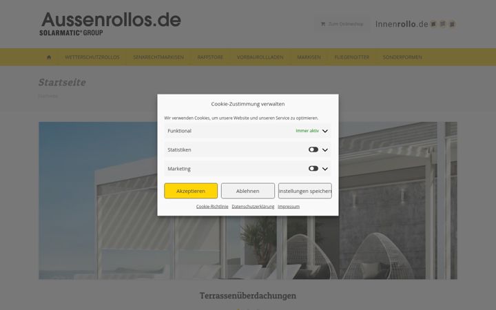 Screenshot stránky aussenrollos.de