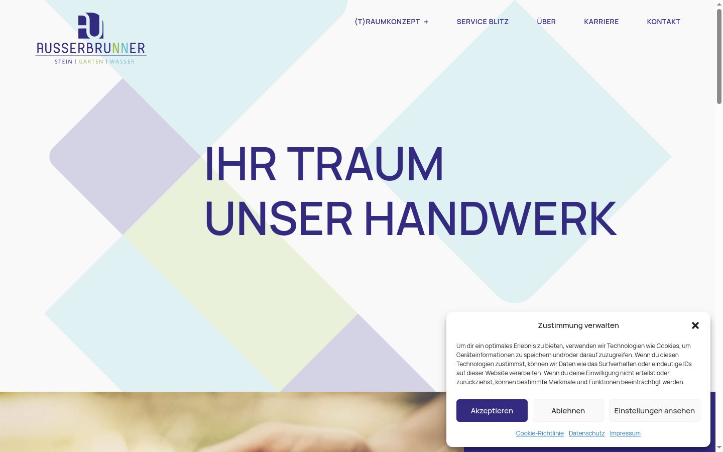 Screenshot des Einwilligungsbanners vor jeglicher Interaktion