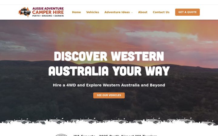Screenshot of aussieadventurecamperhire.com.au