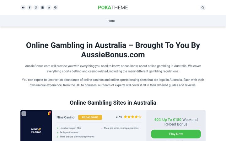 Posnetek zaslona aussiebonus.com