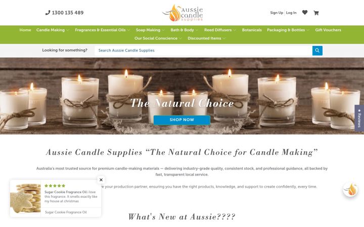 Screenshot of aussiecandlesupplies.com.au