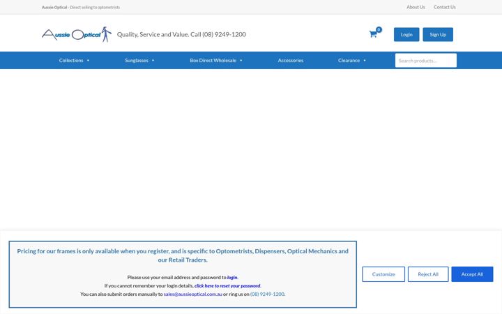 Skjámynd af aussieoptical.com.au