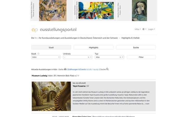 Screenshot of ausstellungsportal.net