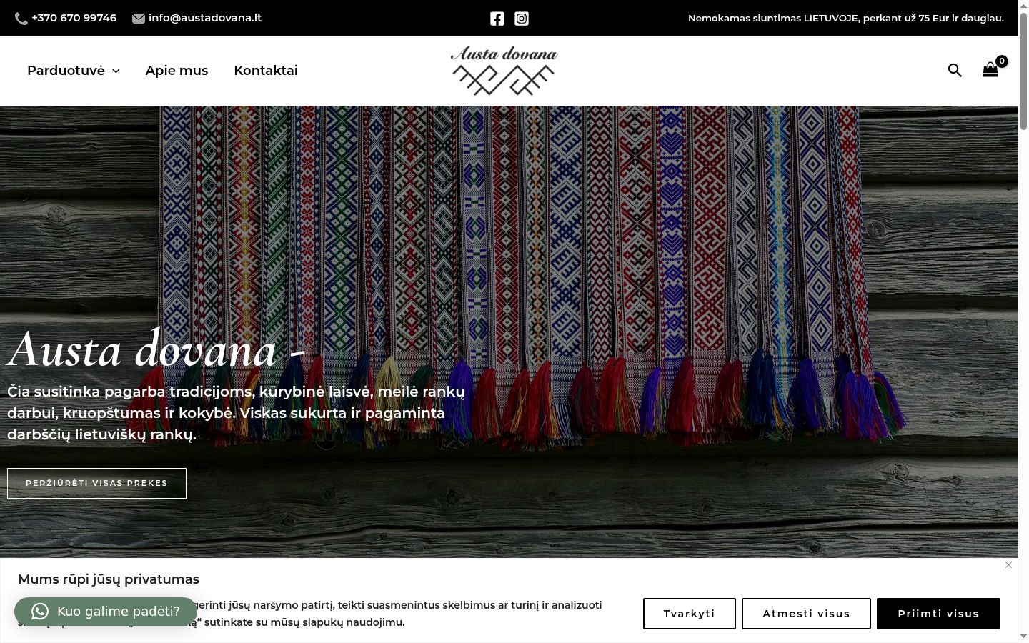 Ekrānuzņēmums ar piekrišanas baneri, kas tika rādīts pirms jebkādas mijiedarbības