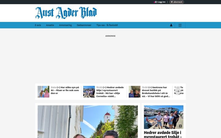 Screenshot stránky austagderblad.no