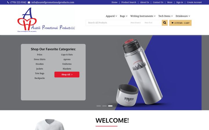 Screenshot of austellpromotionalproducts.com