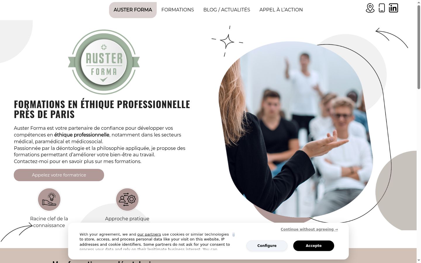 Capture d'écran de la bannière de consentement affichée avant toute interaction