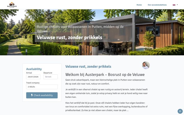 Snímek obrazovky austerpark.nl