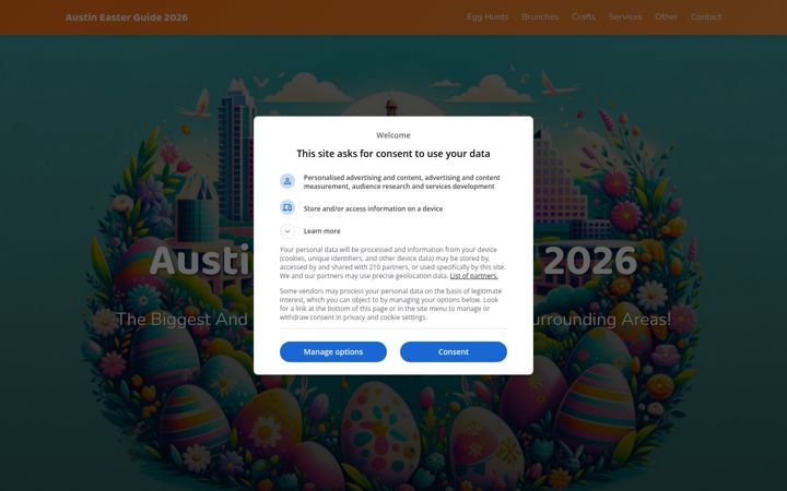 Screenshot of austin-easter-guide.com