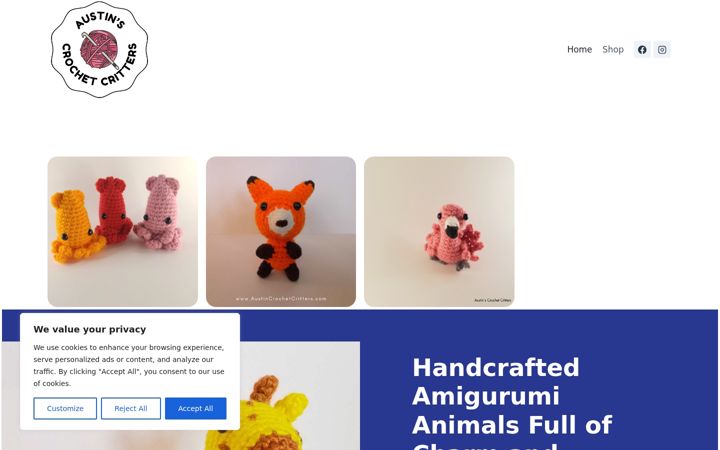 Screenshot of austincrochetcritters.com