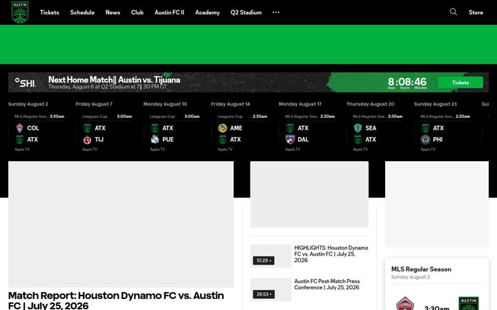 Screenshot of austinfc.com