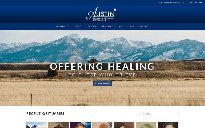 Screenshot of austinfuneralservice.com