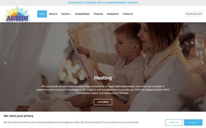 Ekrano kopija austinheatingcooling.com