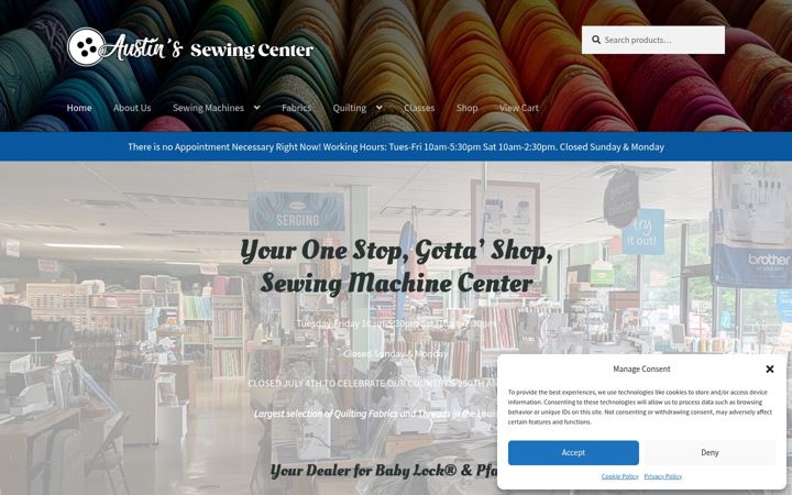 Screenshot of austinssewing.com