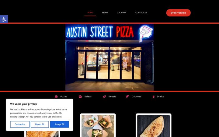 Screenshot of austinstreetpizza.com