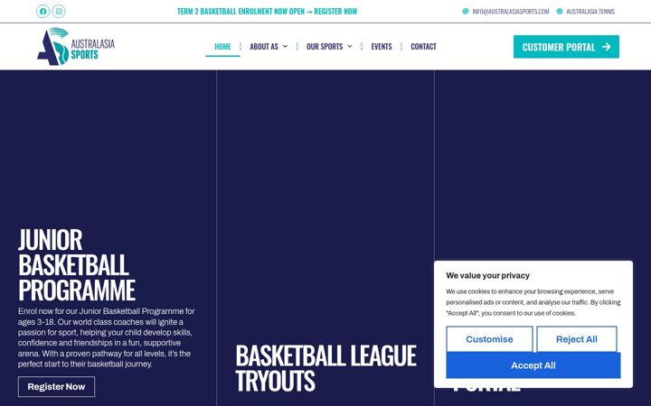 Screenshot of australasiasports.com