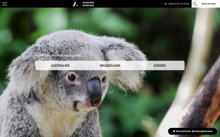 Screenshot stránky australia-unlimited.de