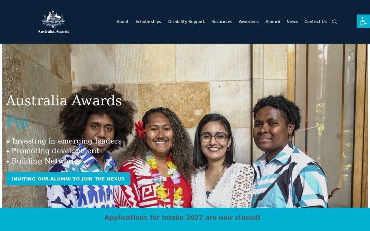 Ekraanipilt saidist australiaawardsfiji.org
