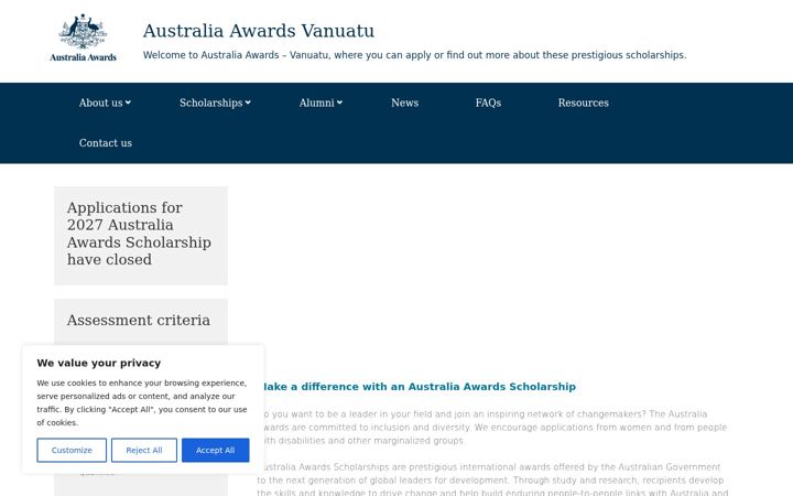 Screenshot of australiaawardsvanuatu.org