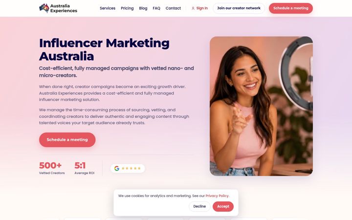 Screenshot of australiaexperiences.com