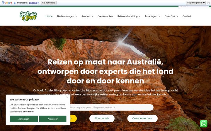 Snímek obrazovky australiaexpert.nl