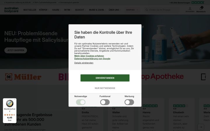 Screenshot of australian-bodycare.de