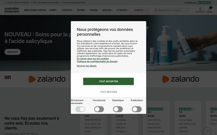 Képernyőkép: australian-bodycare.fr