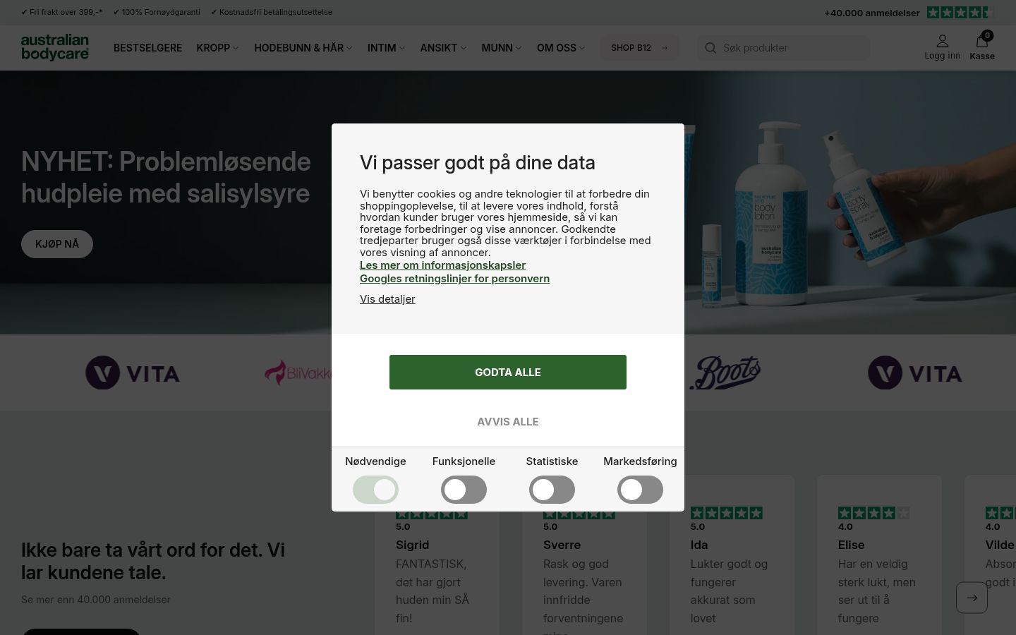 Screenshot of the consent banner shown before any interaction