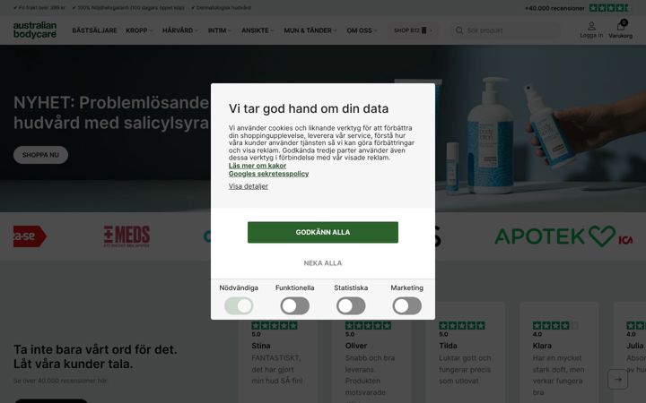 Screenshot of australian-bodycare.se