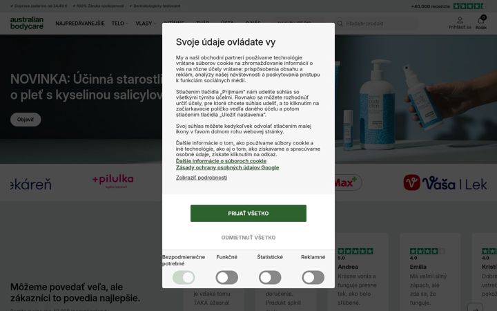 Snímek obrazovky australian-bodycare.sk