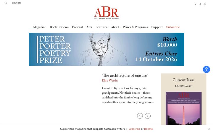 Skärmbild av australianbookreview.com.au