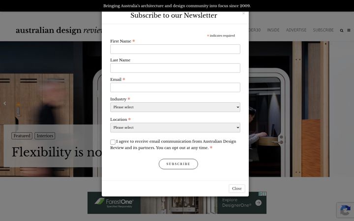 Screenshot di australiandesignreview.com