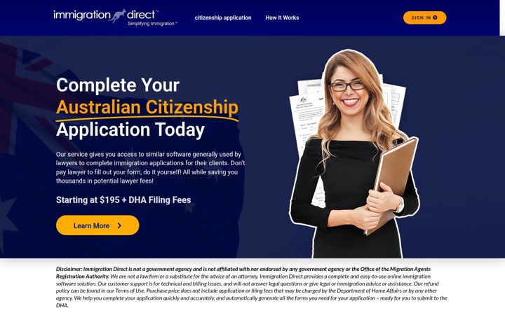 Snímek obrazovky australianforms.com