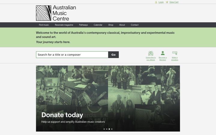 Screenshot of australianmusiccentre.com.au