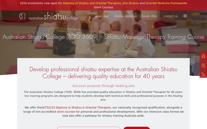 Screenshot of australianshiatsucollege.edu.au