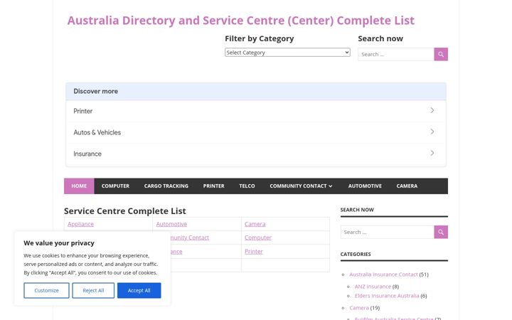 Screenshot of australiaservicecentre.com