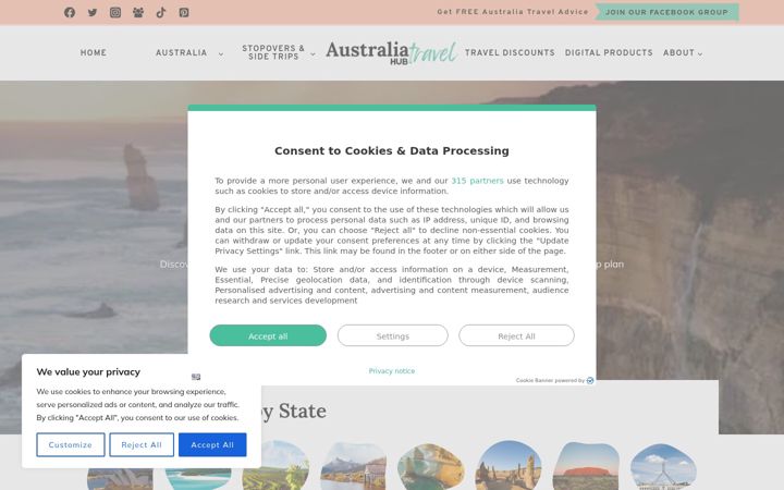 Screenshot von australiatravelhub.com