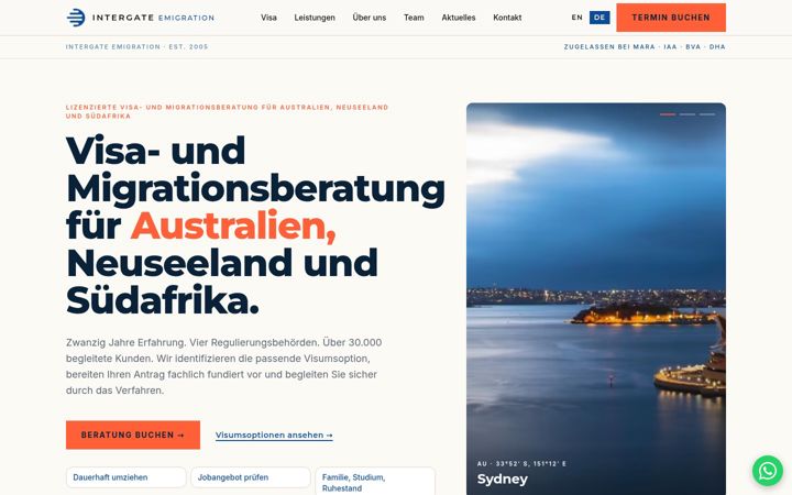 Screenshot of australien-auswanderung.de