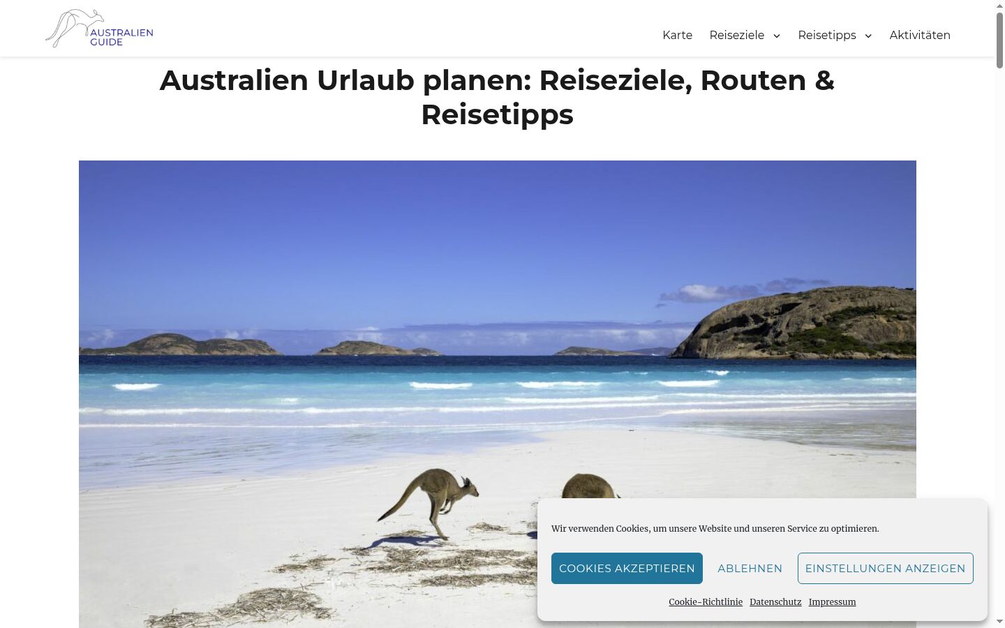 Screenshot des Einwilligungsbanners vor jeglicher Interaktion