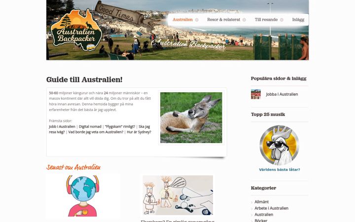 Screenshot von australienbackpacker.se